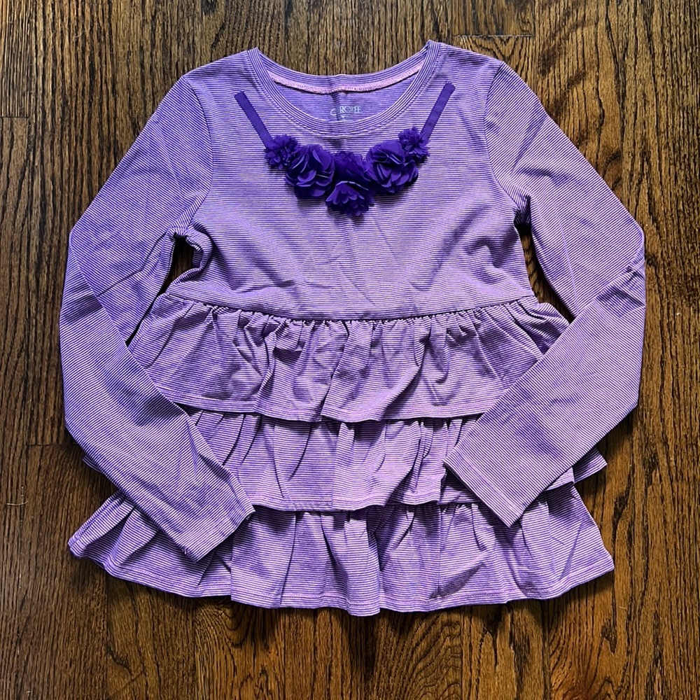 Purple ruffle long sleeve t-shirt
